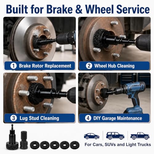 Wheel Hub Resurfacing Kit, Hub Cleaning Tool, Wheel Stud Cleaner