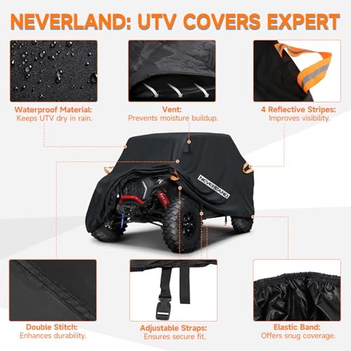 NEVERLAND UTV Cover Heavy Duty Waterproof 2-3 Seater All-Weather Protection - size: up to 126"L
