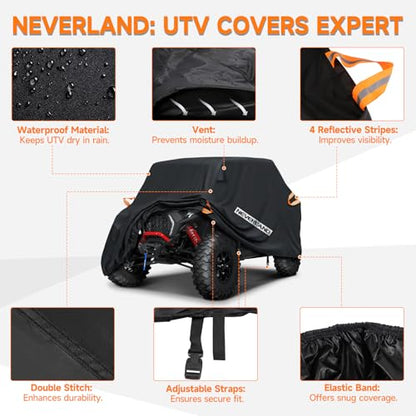 NEVERLAND UTV Cover Heavy Duty Waterproof 2-3 Seater All-Weather Protection - size: up to 126"L