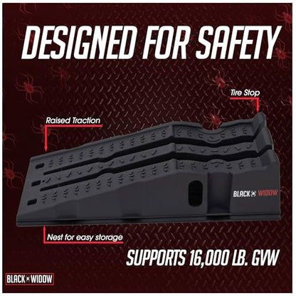 Car Service Ramps for Oil Change, 8,000 lb GAWR, 6.25" Lift, Black Widow