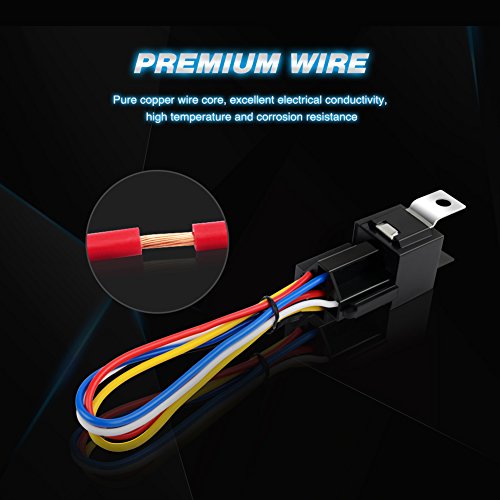 Nilight 50003R Automotive Set 5-Pin 30/40A 12V SPDT with Interlocking Relay Socket and Wiring Harness-5 Pack, 2 Years Warranty - color: 5Pin Relay + harness socket