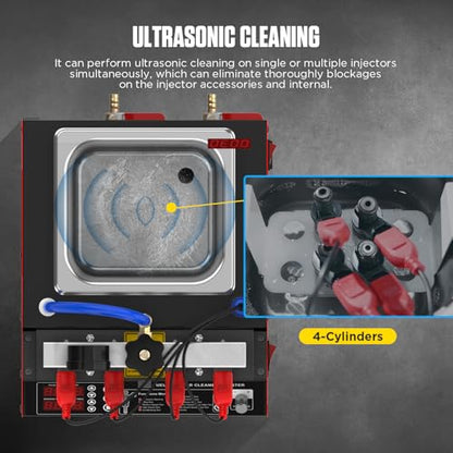 CT160 Fuel Injector Cleaner Machine, Ultrasonic, 4-Injector Tester - color: Red