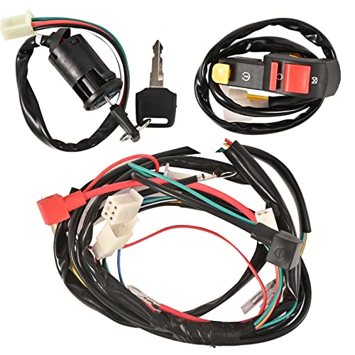 Trkimal Full Wiring Harness Loom Solenoid Relay Spark Plug Coil Regulator CDI For 4 Stroke ATV 50cc 70cc 90cc 110cc 125cc Dirt Pit Bike Buggy Quad Electric Start Engine