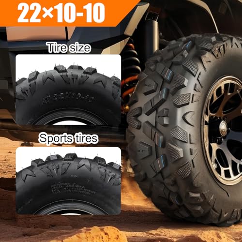 TRIPOWER 22x10x10 ATV UTV Tires 22x10-10 All Terrain Trail Sand Mud Off-Road Tire, 4PR Tubeless, Set of 2 - size: 22x10-10