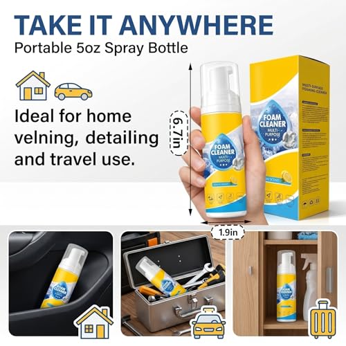 【2Pack】Foam Cleaner,4-in-1 Multi-Enzyme FoamCleaner,New Foam No-Rinse Cleaner,Multifunctional Foam-Cleaner Deep Cleaning Spray for Car Interior Leather Car Seat Cleaner,Kitchen Grease,Sofa Upholstery - color: 2 Pack: Foam Cleaner