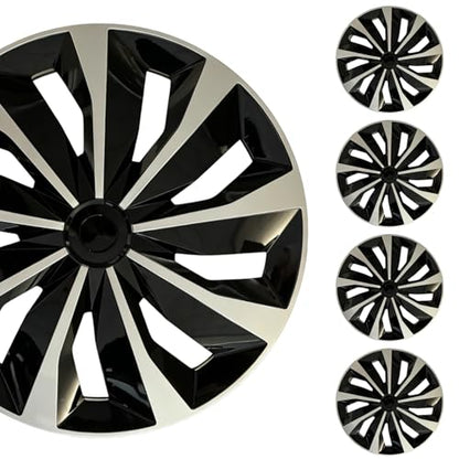 17 inch Hubcaps ABS Replacement for Steel Wheel（Non-Alloy） Snap-on Set of 4 - color: TT-Silver-Black, size: 17-inch
