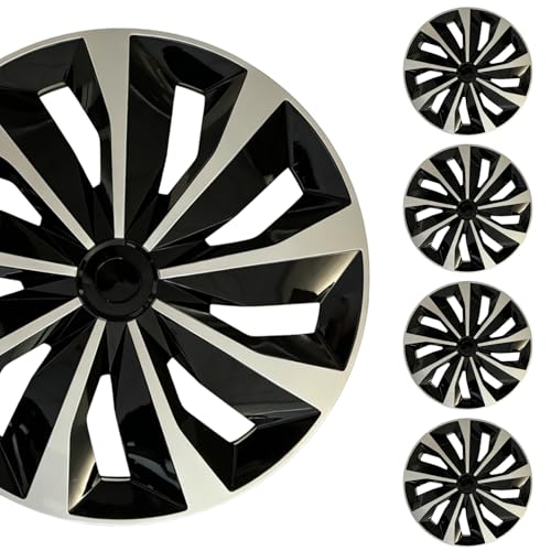17 inch Hubcaps ABS Replacement for Steel Wheel（Non-Alloy） Snap-on Set of 4 - color: TT-Silver-Black, size: 17-inch