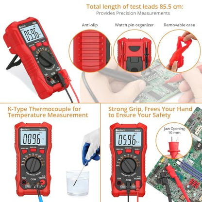 Neoteck 6000 Counts True RMS Digital Multimeter,Auto Range Multimeter - color: Red, size: 6000Counts(AC/DC 600V)