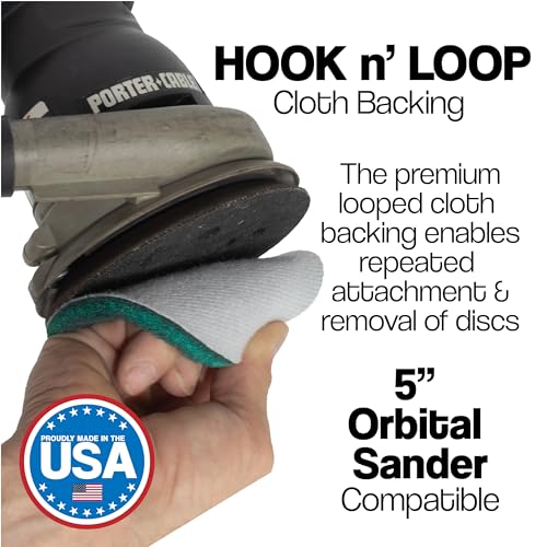 5" Abrasive Pad Hook & Loop Round Non-Woven 240 Grit - 10 Pack (Green) - color: Green, size: 5" Round