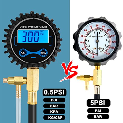BETOOLL Fuel Pressure Gauge - Fuel Pressure Test Kit - Digital Gauge Fuel Pressure Gauge Kit - Fuel Injector Injection Pump Pressure Tester Car Tools 0-300PSI for Cars and Trucks - size: Digital