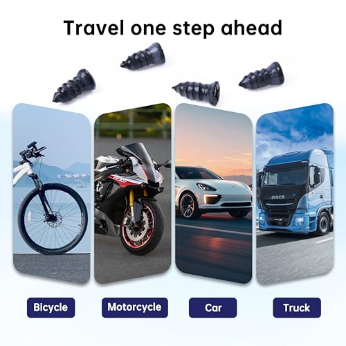 82PCS Tire Repair Screws, Heavy Duty Tire Plug Kit Screw Type, Screw in Plugs, Vacuum Rubber Nails, Tubeless Patch Kit for Car Motorcycle Truck SUV with Tread Depth Gauge