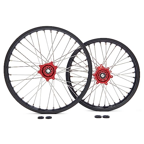 TOFR 21"x1.6" 18"x2.15" CNC Wheels Rims Set for Surron Ultra Bee - color: Red, size: 21" Front 18" Rear