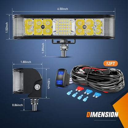 Nilight Side Shooter LED Lights 2PCS 6.5 Inch with Wiring Kit for Truck SUV - color: 60W Side Shooter Light + Wiring Harness