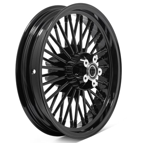 TOFR 16x3.0 Rear Fat King Spoke Wheel For Harley Touring Baggers 1984-2008 - color: Gloss Black, size: Rear:16inchx3.0inch
