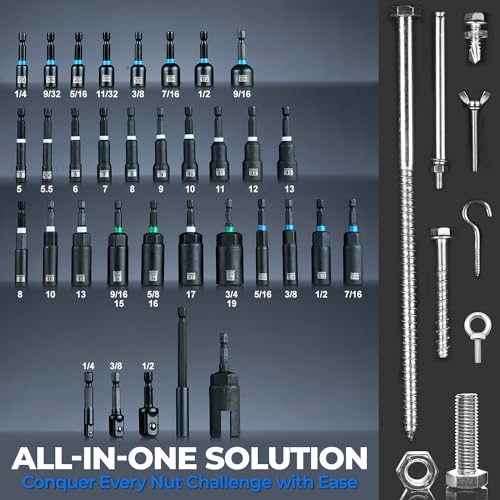 toolant Magnetic Nut Driver Set, 10pcs Metric Impact Driver Bit Set, 5~13mm Nut Driver, 1/4'' Quick Change - style: 10pcs Metric