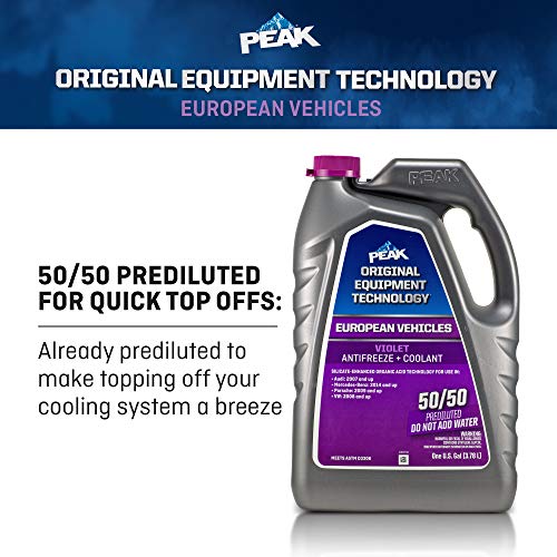 PEAK OET Extended Life Violet 50/50 Prediluted Antifreeze/Coolant for European Vehicles, 1 Gal. - size: 50/50