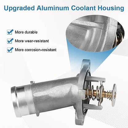 WMPHE Aluminium Thermostat Housing Assembly Compatible with Dodge Ram 2500/3500/4500/5500 2014-2020, Ram 4000 2019-2020 6.4L 392, Replacement for 902-3045 956-216 4893177AB 4893177AC 4893177AD - size: 902-3045