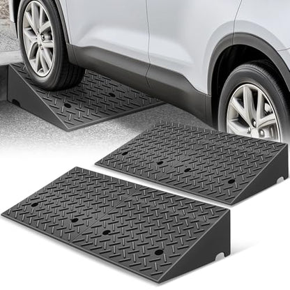 Auto Dynasty 7.9"H Rubber Curb Ramps for Driveway Sidewalk, HeavyDuty 2 Set - size: 7.9" Rise