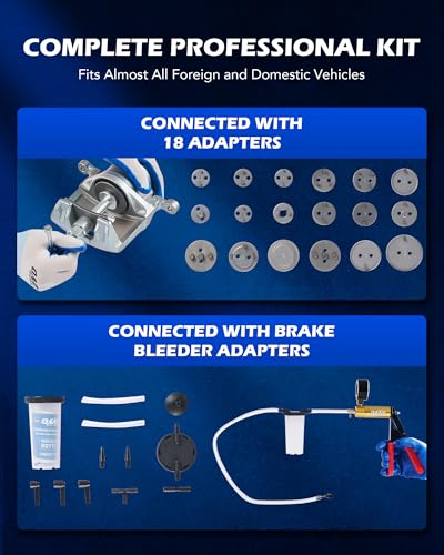 OMT 2 in 1 Brake Caliper Compression Tool & Radiator Fluid Bleeder Kit - color: Black