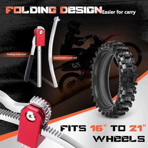 Dirt Bike Tire Changing Tool Kit Complete Package for Motocross, Enduro, Dirt Bikes 16" to 21" Wheels, Includes 15/17/20/25mm Axles, Colorful