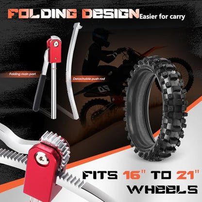 Dirt Bike Tire Changing Tool Kit Complete Package for Motocross, Enduro, Dirt Bikes 16" to 21" Wheels, Includes 15/17/20/25mm Axles, Colorful