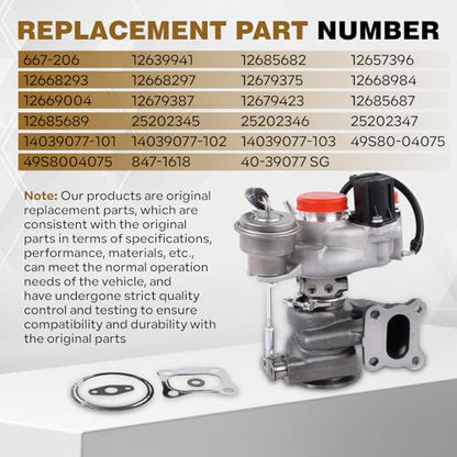 667-206 Turbocharger Kit Made for 2016-2019 Chevy Cruze 1.4L LE2