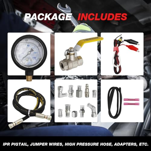 6000PSI Fuel Pressure Test Kit Hpop Test Gauge Kit Fuel Pressure Testers Compatible with Ford 1994-2007 F250 F350 Powerstroke 6.0L & 7.3L Diesel Engines