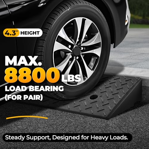 Auto Dynasty 4.3"H Rubber Curb Ramps for Driveway Sidewalk, HeavyDuty 2 Set - size: 4.3" Rise