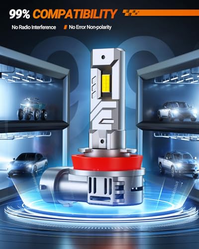 SEALIGHT H11 Light Bulbs, H8/H9 /H16 Bulbs, 50,000LM High Power 8×Brighteness for ATVs & Powersports, 99% Compatibility, 10 Years Lifespan, Plug and Play, Pack of 2 - size: H11/H9/H8