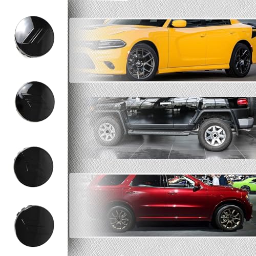 4pcs 63mm 2.5 inches Slash Wheel Center Cap Covers Fit for Dodge Charger Durango Dart 2015-2020 Jeep/Chrysler - color: Black-Black