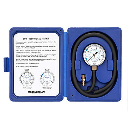 MEASUREMAN Natural Gas or LP Gas Manifold Pressure Test Kit, 0-35 "W.C., 1/4" NPT, 40" Length Hose