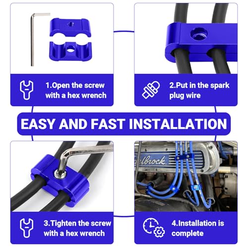 12-Piece Spark Plug Wire Separator and Holder Set(blue) - color: blue