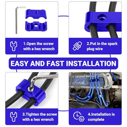 12-Piece Spark Plug Wire Separator and Holder Set(blue) - color: blue