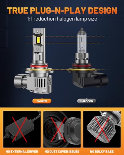 FORENNER 2026 New-Gen 9012 HIR2 Light Bulbs, 100000LM 1000% Ultra-Bright, 1:1 Size HIR2 Driving, Fog & Spot Lights, 6500K Cool IP68 Waterproof, 70000Hrs Lifespan 99.5% Compatible, Pack of 2 - size: 9012/HIR2