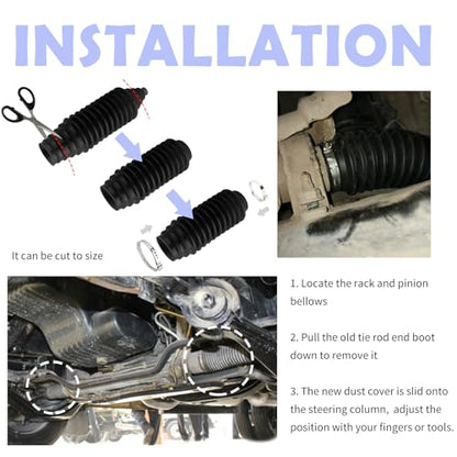 Tie Rod Boot Kit with Pinion Bellow Cable Ties and Clamps,Waterproof & Dustproof Rack and Pinion Boot for Steering System Protection,Silicone Inner Tie Rod Boot Car Accessories (Black) - color: Black