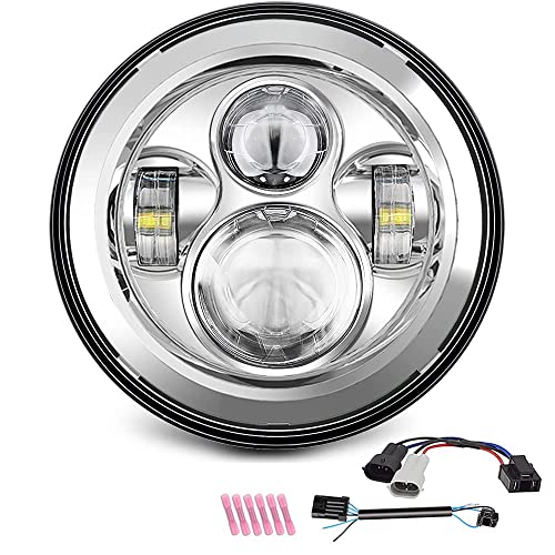 SUNPIE 7 inch Head light Compatible with H_arley Street Glide/Tri Glide, Compatible with Road King - color: Chrome