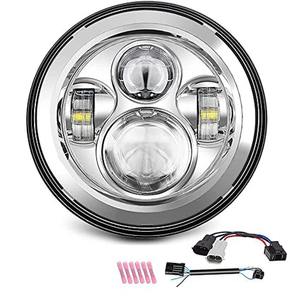 SUNPIE 7 inch Head light Compatible with H_arley Street Glide/Tri Glide, Compatible with Road King - color: Chrome