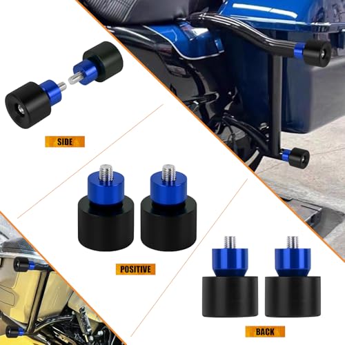 Crash Bar Wheel Screw Fit for Harley Touring and Softail - style: Black Wheel with Blue Slider