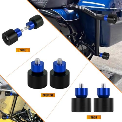 Crash Bar Wheel Screw Fit for Harley Touring and Softail - style: Black Wheel with Blue Slider