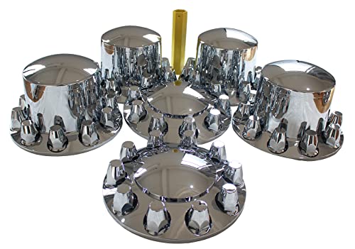 ABS Plastic Chromed Hubcaps Front and Rear Wheel Axle Cover Set with 33mm Thread-On Lug Nut Covers for Semi Trucks (Dome) - color: Dome