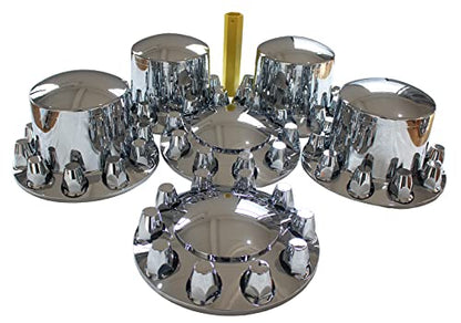 ABS Plastic Chromed Hubcaps Front and Rear Wheel Axle Cover Set with 33mm Thread-On Lug Nut Covers for Semi Trucks (Dome) - color: Dome