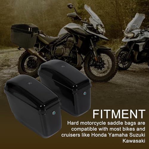 ECOTRIC 45L Motorcycle Hard Saddle Bags W/Lock Compatible with Honda Shadow - color: Black, size: Saddlebag 45L Pair
