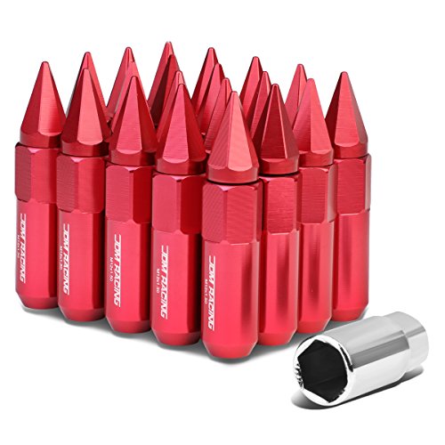 Auto Dynasty M12 x 1.5 Open/Closed End Design 20-Piece Aluminum Alloy Wheel Lug Nuts +1 X Deep Drive Extension (Red) - color: Red