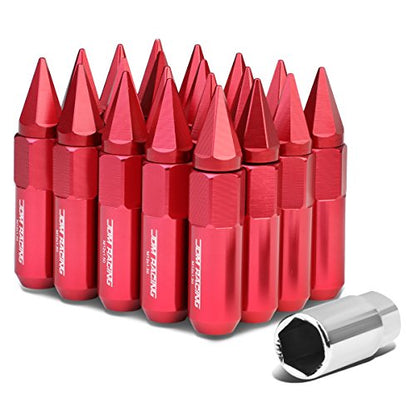 Auto Dynasty M12 x 1.5 Open/Closed End Design 20-Piece Aluminum Alloy Wheel Lug Nuts +1 X Deep Drive Extension (Red) - color: Red