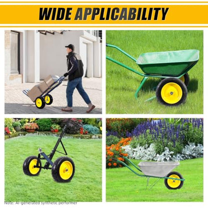 MZREXN 4.80/4.00-8" Wheelbarrow Tires, 15" Flat Free Tire and Wheel - color: Yellow-2pcs