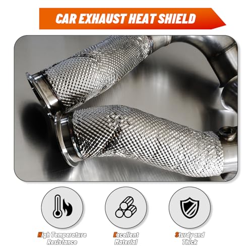 79" x 16" Exhaust Heat Shield Automotive with 20 Stainless Steel Cable Ties, Aluminum Muffler Heat Shield for Starter, Exhaust, Muffler, Engine - size: 79" x 16"