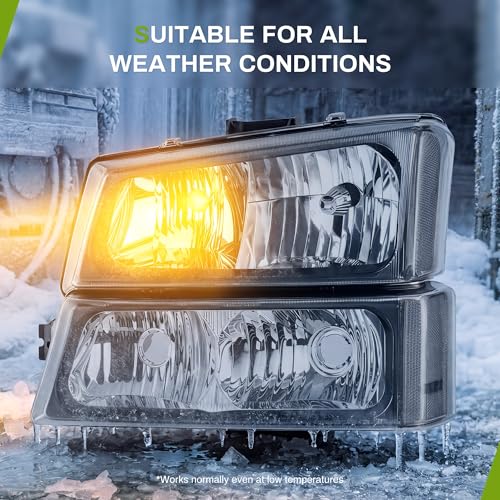 AUTOSAVER88 Headlight Compatible with Chevy Silverado 2003-2006 Black - color: Clear Lens Black Housing Clear Reflector
