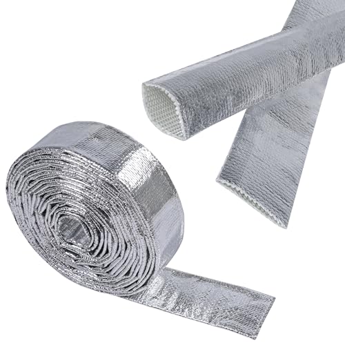 Automotive Aluminum Heat Shield Sleeve Wrap Wire Up to 485 °F, Cable Heat Shield Fire Sleeve Heat Resistance Silver Inner Diameter (3/4"-22ft) - size: 3/4"-22ft