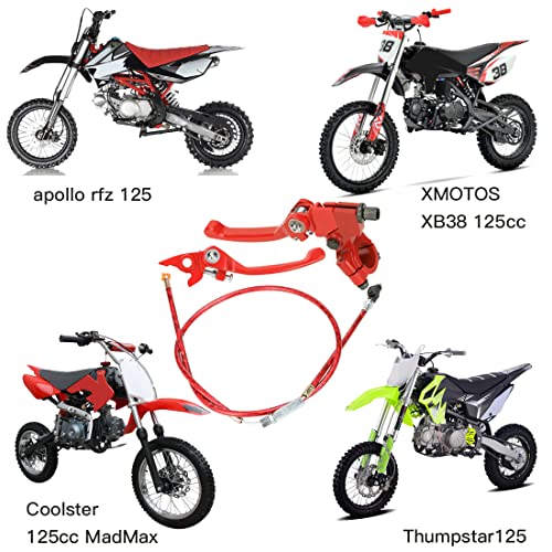 YOXUFA 7/8 Folding Brake Clutch Lever Handle Perch with Cable for 110cc 125cc 140cc 150cc SSR125 RFZ YZ Ruckus TaoTao DB17 DB27 Apollo DBX15 DBX18 DBX19 Z20 Xmotos Thumpstar Kayo Piranha Pit Dirt bike - color: Red