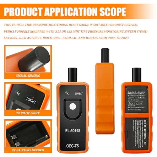 TPMS Relearn Tool for Tire Sensor, TPMS Programming Tool, EL-50448 OEC T5 Tire Pressure Monitor System Activation and Reset, System Programming Training Sensor Compatible with Most Vehicles